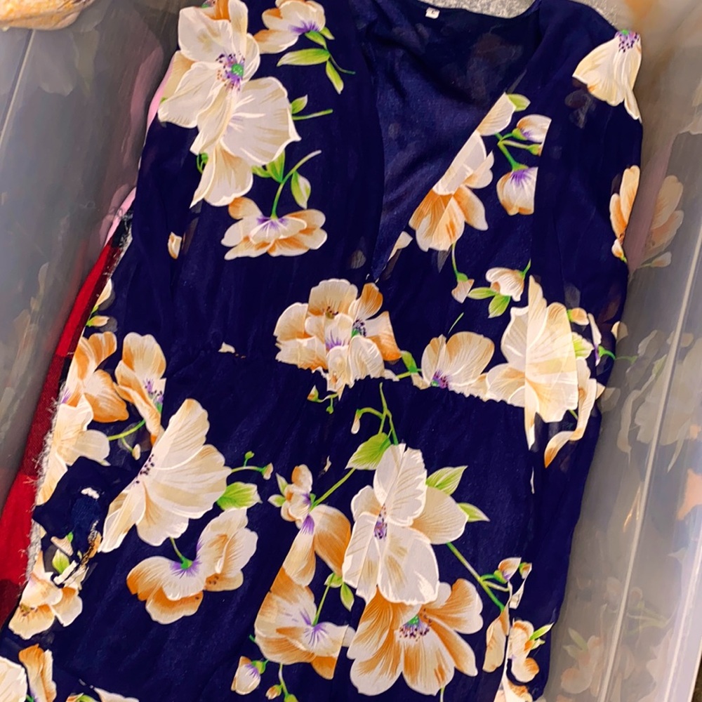 Navy floral romper